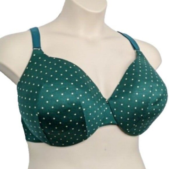Lane Bryant Cacique Bra lightly Lined Full Cov Green Polka Dot 42DDD - Picture 8 of 9